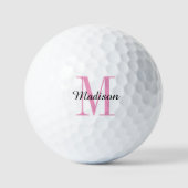 Roze monogram Initiaal en naam op maat Golfballen (Voorkant)