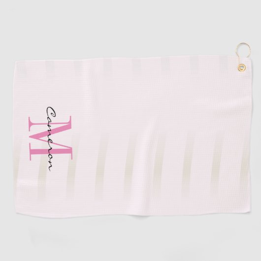 Roze monogram Initiaal en naam op maat Golfhanddoek (Horizontaal)