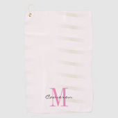 Roze monogram Initiaal en naam op maat Golfhanddoek (Voorkant)