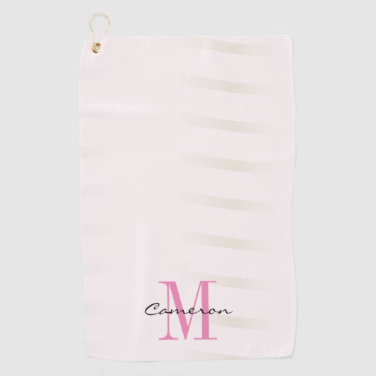 Roze monogram Initiaal en naam op maat Golfhanddoek (Voorkant)