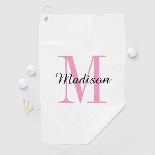 Roze monogram Initiaal en naam op maat Golfhanddoek (Insitu)