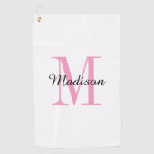 Roze monogram Initiaal en naam op maat Golfhanddoek (Voorkant)