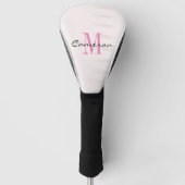 Roze monogram Initiaal en naam op maat Golfheadcover (Voorkant)