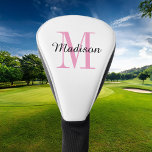 Roze monogram Initiaal en naam op maat Golfheadcover<br><div class="desc">Aangepast afgedrukte golfafdekking met jouw naam en monogram initiaal of andere aangepaste tekst. Gebruik de ontwerpgereedschappen om achtergrondkleuren te kiezen,  lettertypen en kleuren te bewerken of je eigen foto's te uploaden om een unieke van een soort cadeautje voor je favoriete golfer te creëer.</div>