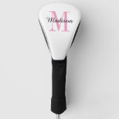 Roze monogram Initiaal en naam op maat Golfheadcover (Voorkant)