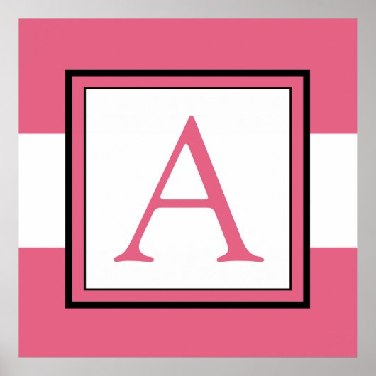 Roze monogram Initiaal Girl's Room Decor Poster (Voorkant)