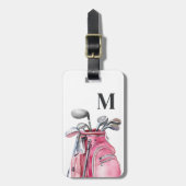 Roze Monogram Initiaal Golf Bagagelabel (Voorkant verticaal)