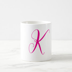 Roze Monogram Initiaal Letter Trouwcadeau Koffiemok