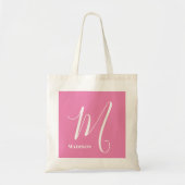 Roze Monogram Initiaal Naam Budget Tote Bag (Voorkant)