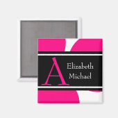 Roze Monogram Initiaal Trouwmagneet Magneet (Voorkant / Achterkant)