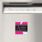 Roze Monogram Initiaal Trouwmagneet Magneet (Insitu (Vaatwasser))
