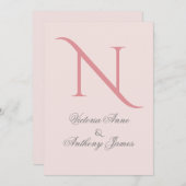 Roze Monogram Initiaal Weddenschap Kaart (Voorkant / Achterkant)