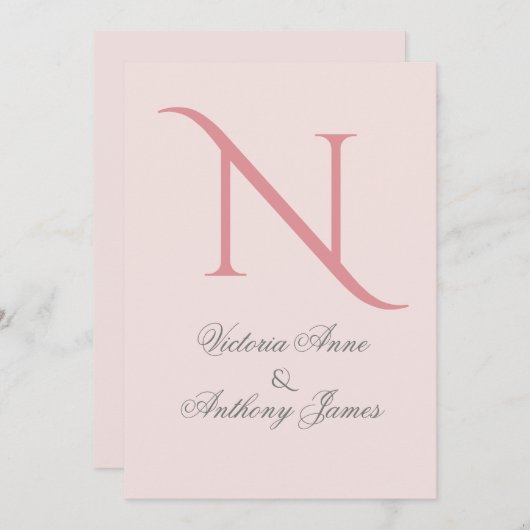 Roze Monogram Initiaal Weddenschap Kaart (Voorkant / Achterkant)