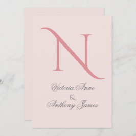 Roze Monogram Initiaal Weddenschap Kaart