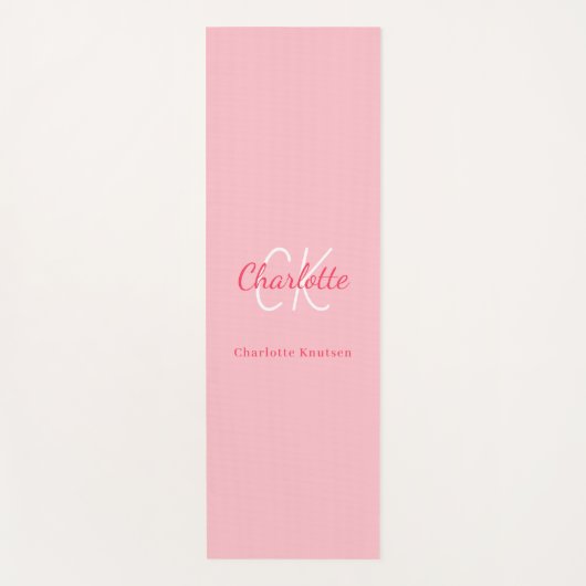 Roze monogram initiaal yogamat (Voorkant)