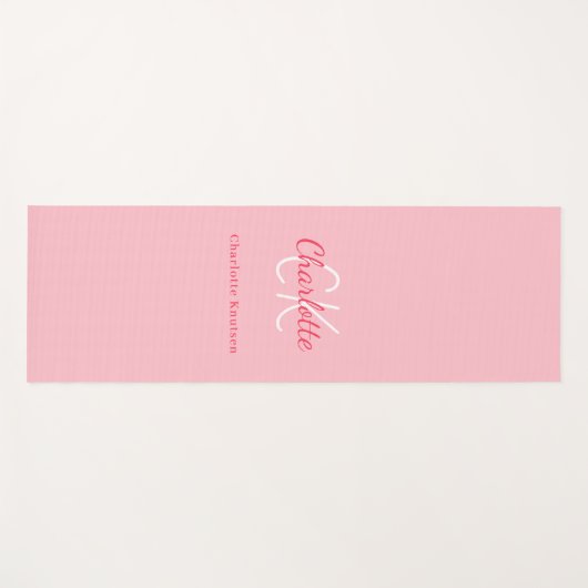 Roze monogram initiaal yogamat (Voorkant (horizontaal))