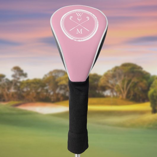 Roze Monogram Initialen met Vrouwelijke Uitstralin Golfheadcover