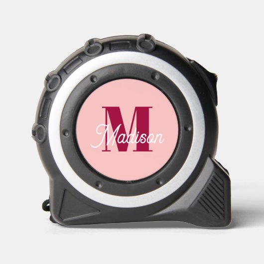 Roze Monogram Initialen Modern Custom Rolmaat (Voorkant)