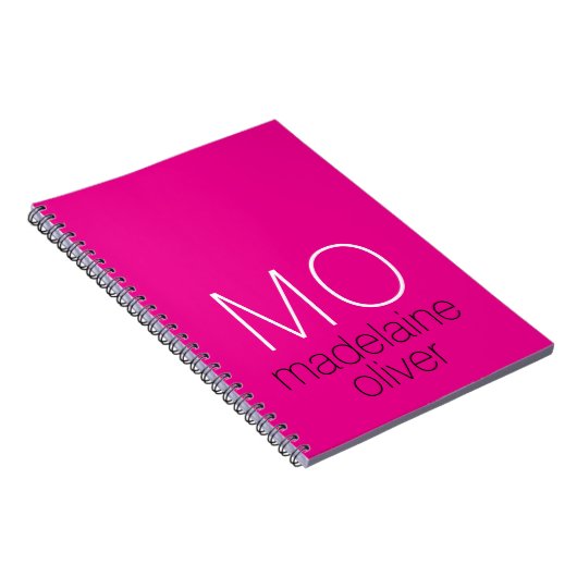 Roze Monogram Initialen Notitieboek Journal (Rechterzijde)