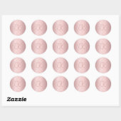 Roze monogram initialen stoffig roos ronde sticker (Vel)