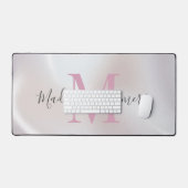 Roze Monogram iriserende parelmoer bureaumat (Keyboard & Muis)