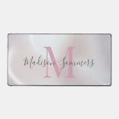 Roze Monogram iriserende parelmoer bureaumat (Voorkant)