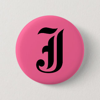 Roze Monogram J Ronde Button 5,7 Cm