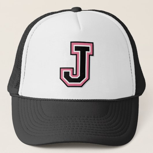 Roze Monogram "J" Trucker Pet (Voorkant)