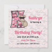 Roze Monogram K Kind Birthday Party Kaart (Achterkant)
