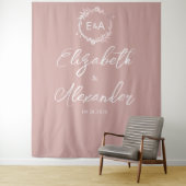 Roze monogram kalligrafie Bindende achtergrond Wandkleed (In situ)