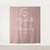 Roze monogram kalligrafie Bindende achtergrond Wandkleed (Voorkant)