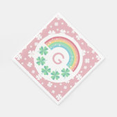 Roze Monogram Klaver & Regenboog Lucky One Servet (Hoek)