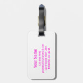 Roze Monogram Kleurrijke Teenslippers en Surfboard Bagagelabel (Achterkant verticaal)