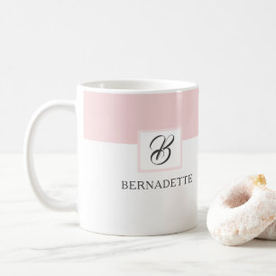 Roze Monogram Koffie Mok   Vrouwelijk Elegant Wit