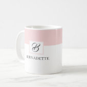 Roze Monogram Koffie Mok | Vrouwelijk Elegant Wit (Voorkant links)