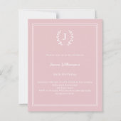 Roze monogram krans verjaardagsuitnodiging (Voorkant)