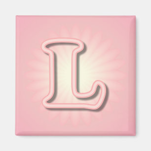 Roze Monogram L Magneet
