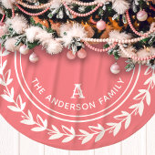 Roze Monogram Laurel krans Familie Kerstmis Kerstboom Rok