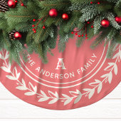 Roze Monogram Laurel krans Familie Kerstmis Kerstboom Rok