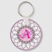 roze monogram letter A Sleutelhanger (Voorkant)