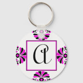 roze monogram letter A Sleutelhanger (Voorkant)