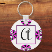  roze monogram letter A Sleutelhanger (Voorkant)