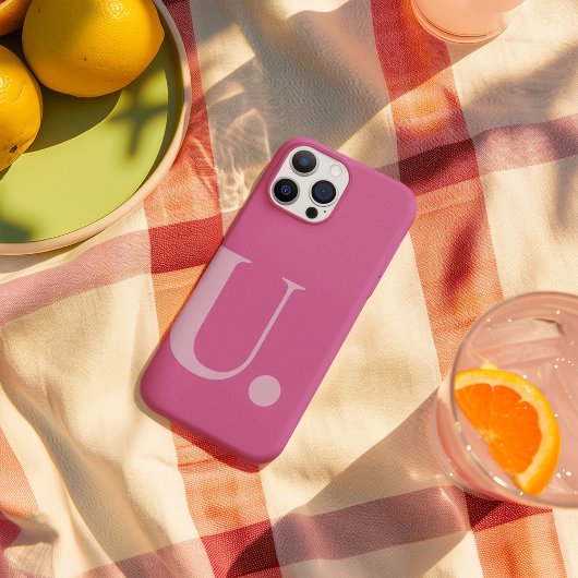 Roze Monogram Letter Eenvoudige kleur Minimalistis Case-Mate iPhone Case