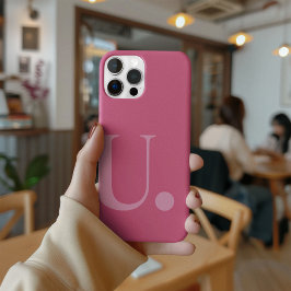 Roze Monogram Letter Eenvoudige kleur Minimalistis iPhone 15 Pro Case