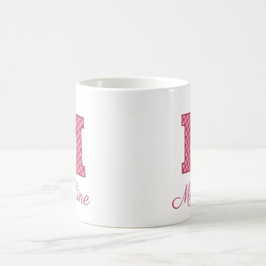 Roze monogram Letter M Classic Mok, 11 oz Koffiemok (Center)