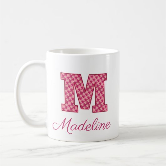 Roze monogram Letter M Classic Mok, 11 oz Koffiemok (Links)