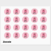 Roze monogram letter M Ronde Sticker (Vel)