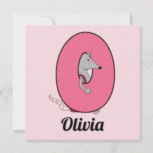Roze Monogram Letter O Kind Birthday Party Kaart