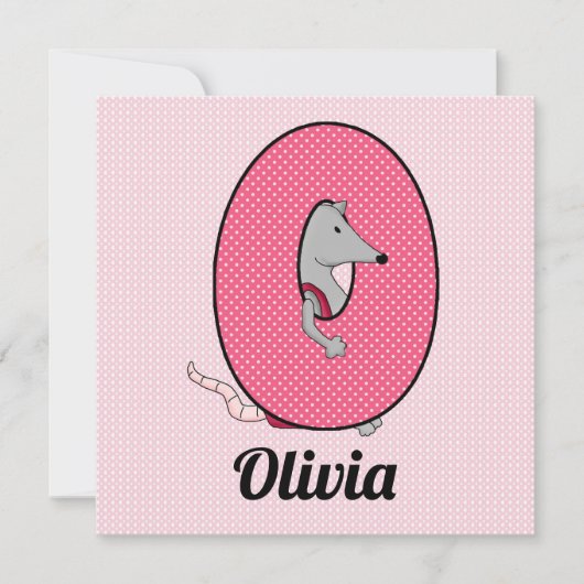 Roze Monogram Letter O Kind Birthday Party Kaart (Voorkant)