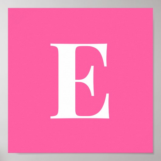Roze Monogram Letter Poster | Gepersonaliseerde In (Voorkant)